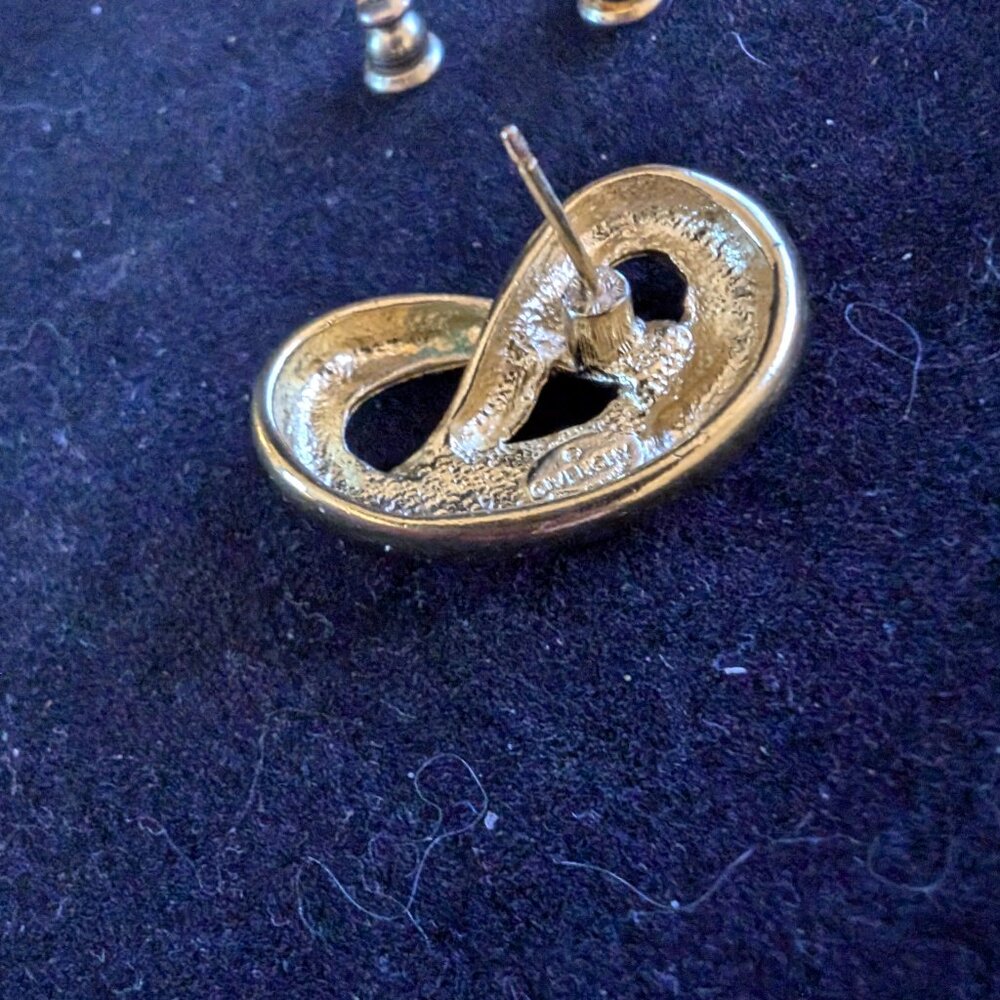 GIVENCHY RARE VINTAGE MID CENTURY GOLDTONE HOOP ORNAMENT EARRINGS #26 - Picture 3 of 3